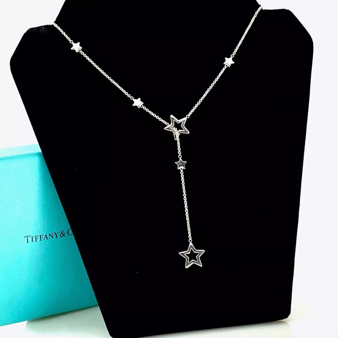 TIFFANY &amp; CO. STERLING SILVER STAR LARIAT NECKLACE