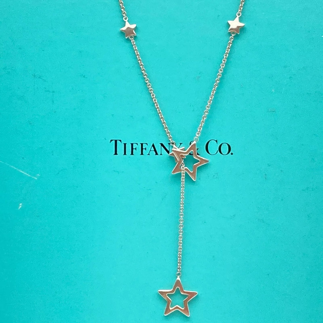 TIFFANY &amp; CO. STERLING SILVER STAR LARIAT NECKLACE