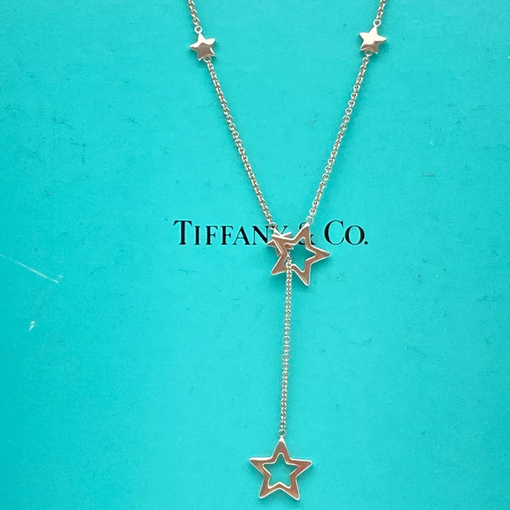 TIFFANY &amp; CO. STERLING SILVER STAR LARIAT NECKLACE