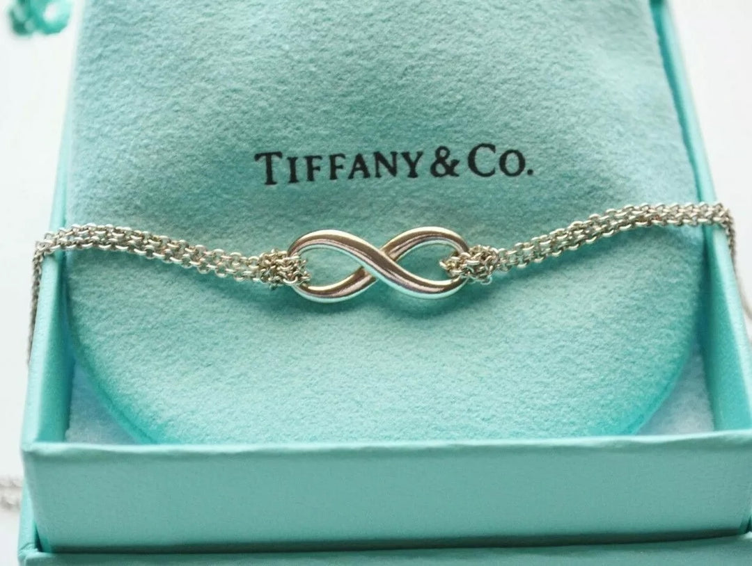 TIFFANY &amp; CO. STERLING SILVER DOUBLE CHAIN INFINITY BRACELET