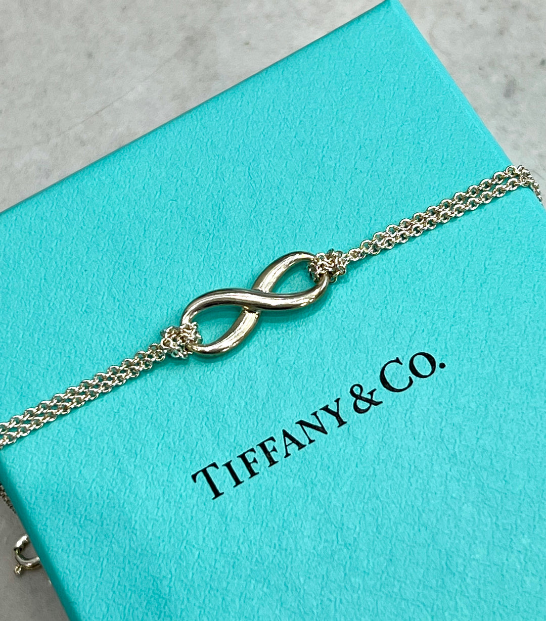 TIFFANY &amp; CO. STERLING SILVER DOUBLE CHAIN INFINITY BRACELET