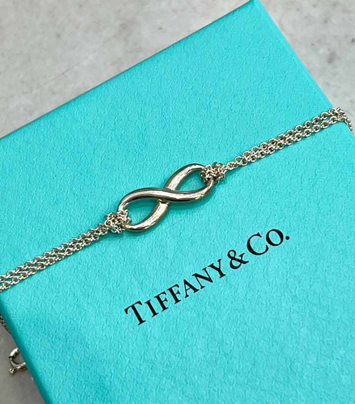 TIFFANY &amp; CO. STERLING SILVER DOUBLE CHAIN INFINITY BRACELET
