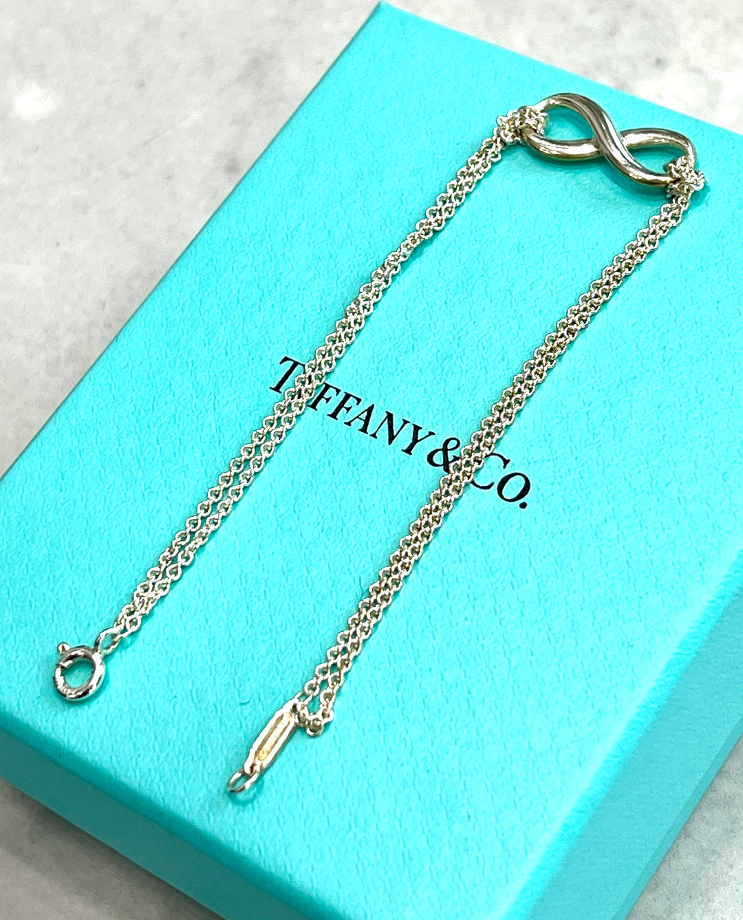 TIFFANY &amp; CO. STERLING SILVER DOUBLE CHAIN INFINITY BRACELET