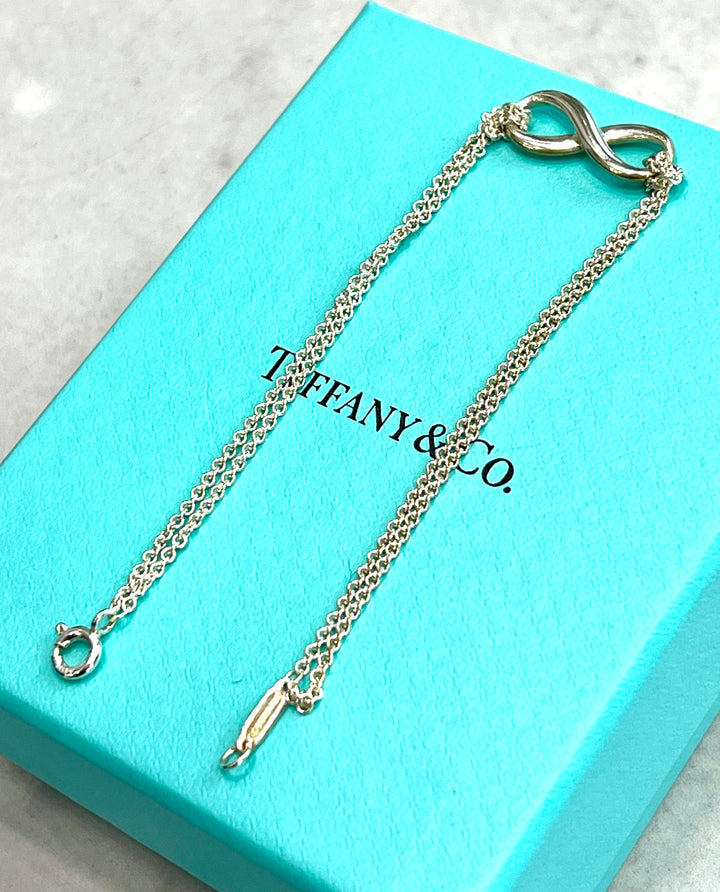 TIFFANY &amp; CO. STERLING SILVER DOUBLE CHAIN INFINITY BRACELET