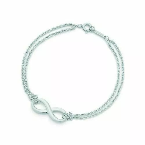TIFFANY &amp; CO. STERLING SILVER DOUBLE CHAIN INFINITY BRACELET