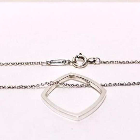 TIFFANY &amp; CO. STERLING SILVER FRANK GEHRY TORQUE SQUARE DROP PENDANT NECKLACE