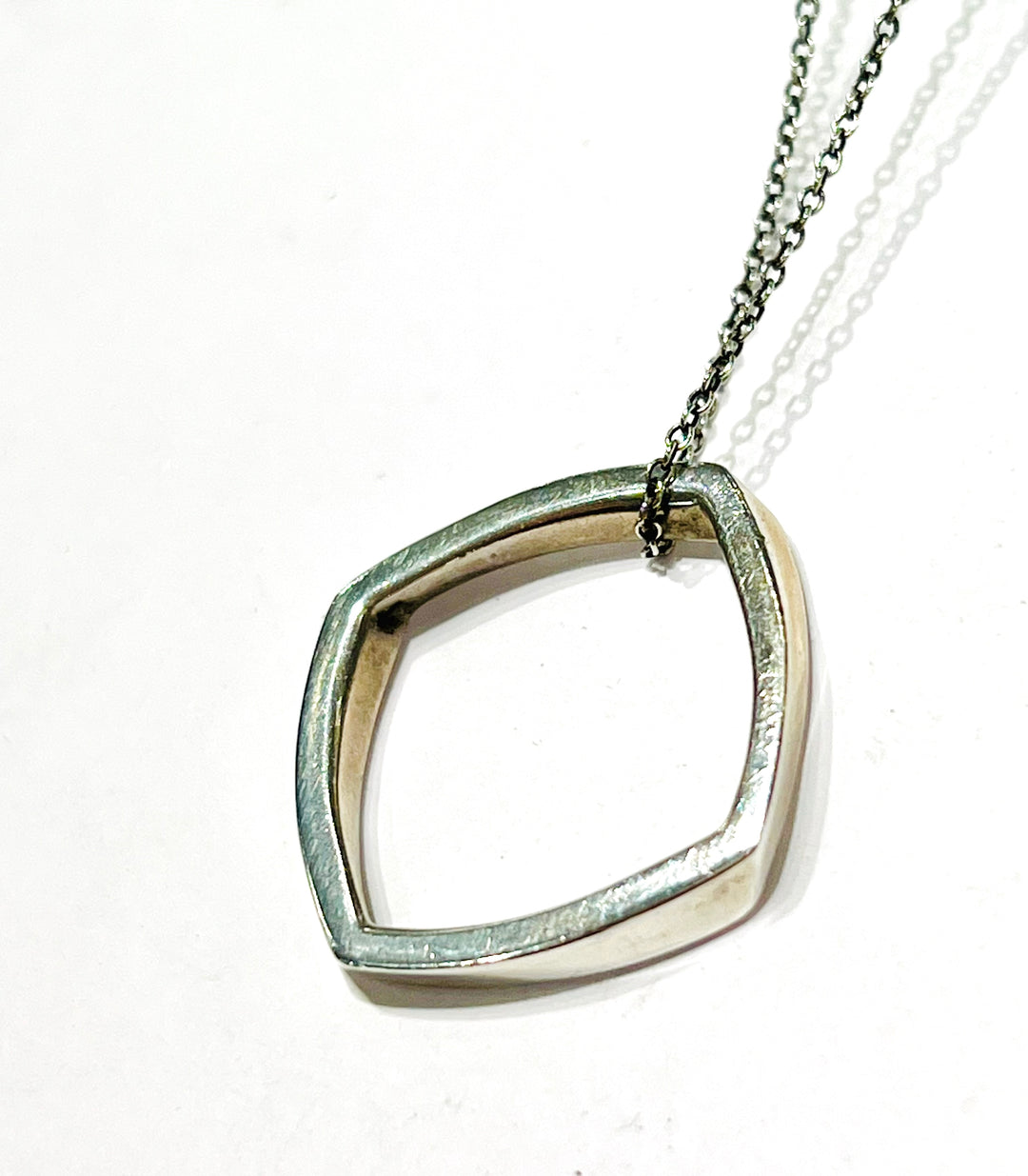 TIFFANY &amp; CO. STERLING SILVER FRANK GEHRY TORQUE SQUARE DROP PENDANT NECKLACE