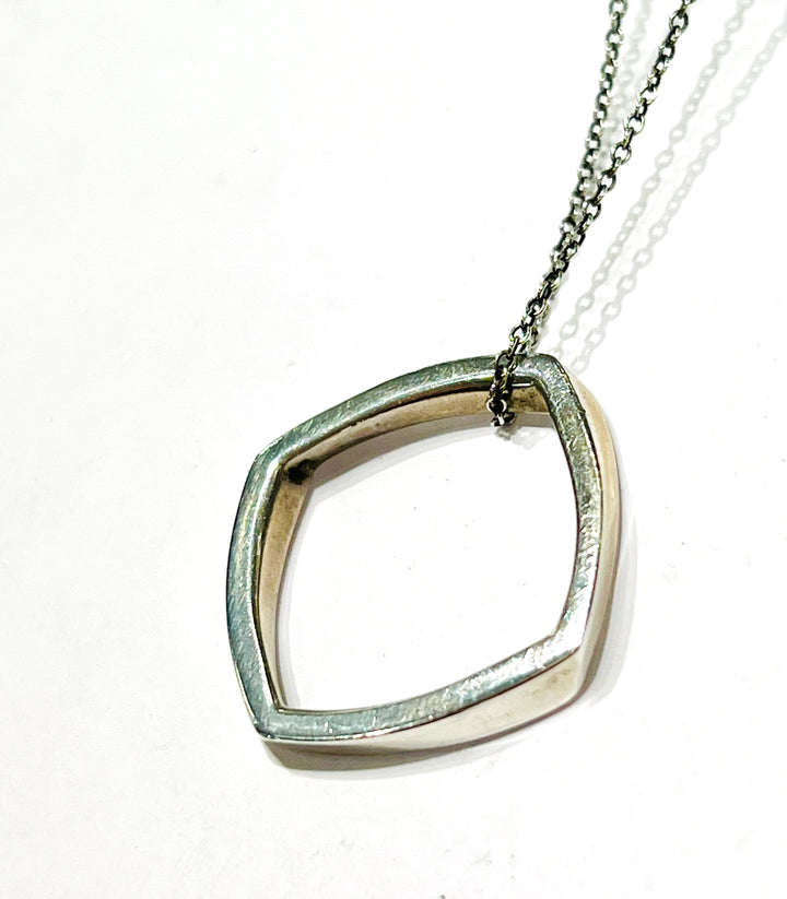 TIFFANY &amp; CO. STERLING SILVER FRANK GEHRY TORQUE SQUARE DROP PENDANT NECKLACE