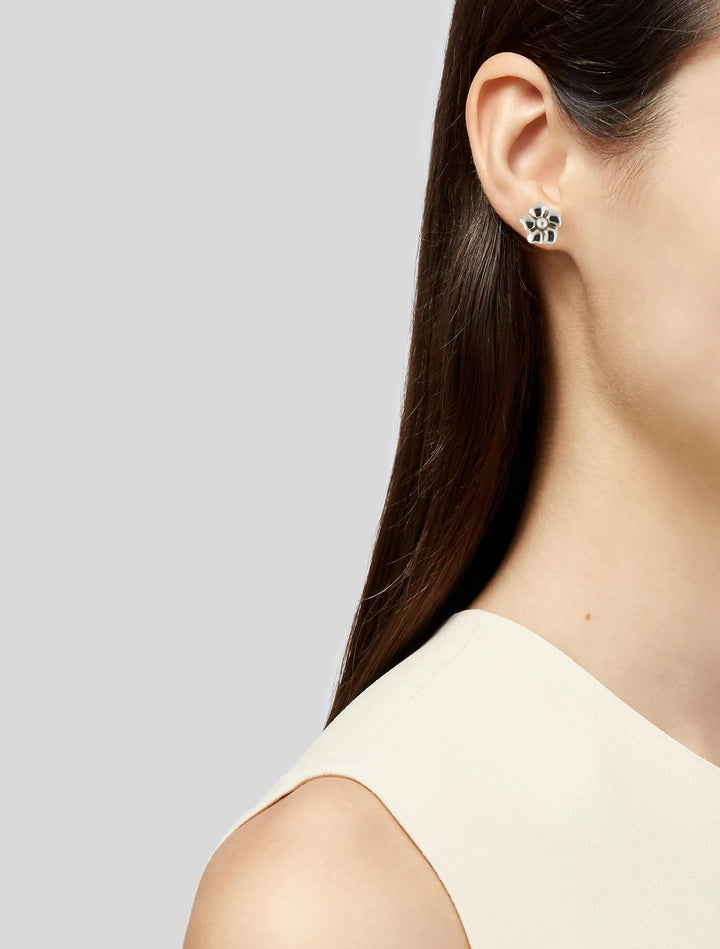 TIFFANY &amp; CO. PEARL FLOWER STERLING SILVER STUD EARRINGS