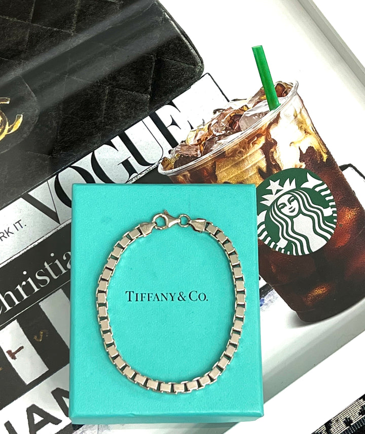 TIFFANY &amp; CO. STERLING SILVER VENETIAN BOX LINK BRACELET