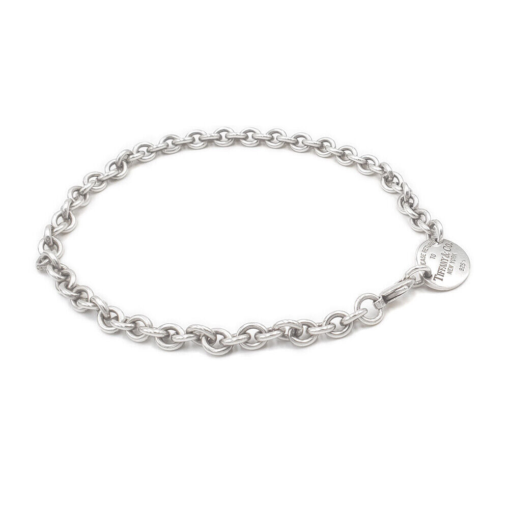 TIFFANY &amp; CO STERLING SILVER RTT OVAL TAG CHOKER NECKLACE