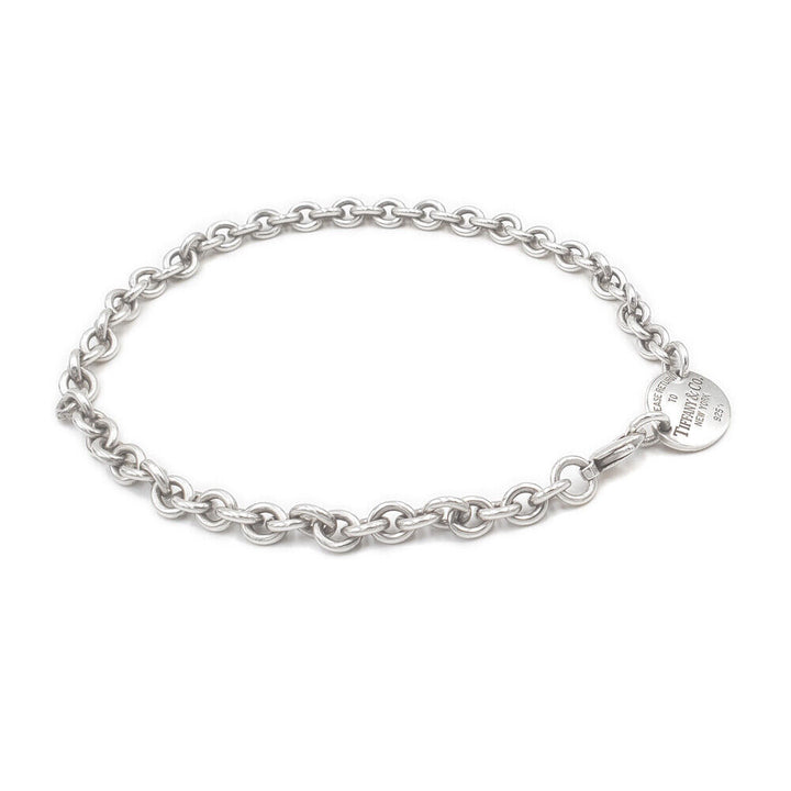TIFFANY &amp; CO STERLING SILVER RTT OVAL TAG CHOKER NECKLACE