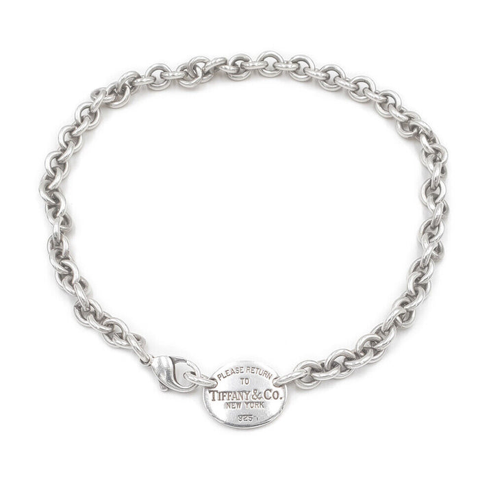 TIFFANY &amp; CO STERLING SILVER RTT OVAL TAG CHOKER NECKLACE
