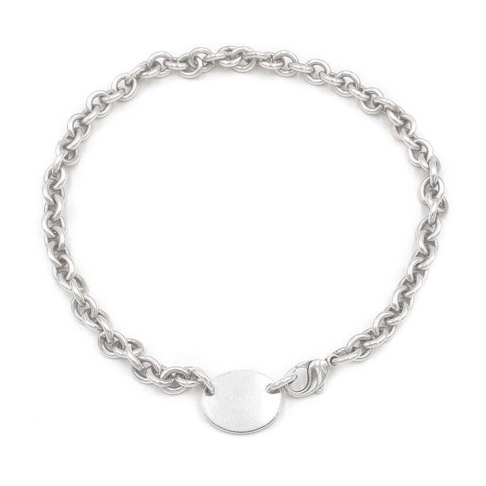 TIFFANY &amp; CO STERLING SILVER RTT OVAL TAG CHOKER NECKLACE