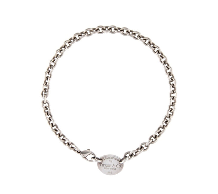 TIFFANY &amp; CO STERLING SILVER RTT OVAL TAG CHOKER NECKLACE