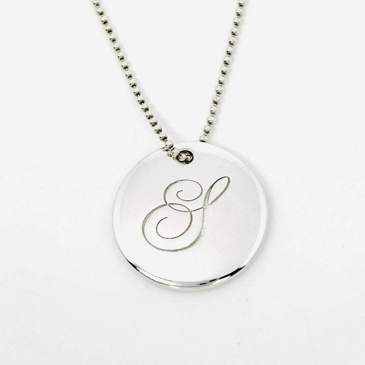 TIFFANY &amp; CO. SILVER INITIAL "S" DISC PENDANT STERLING SILVER NECKLACE