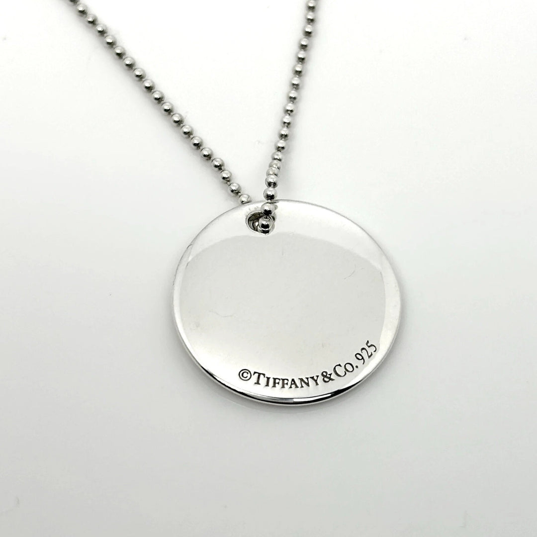 TIFFANY &amp; CO. SILVER INITIAL "S" DISC PENDANT STERLING SILVER NECKLACE