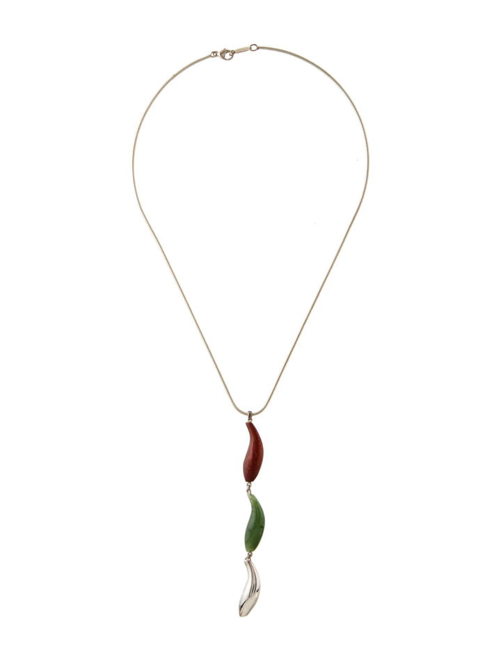 TIFFANY &amp; CO. FRANK GEHRY WOOD &amp; JADE FISH PENDANT NECKLACE