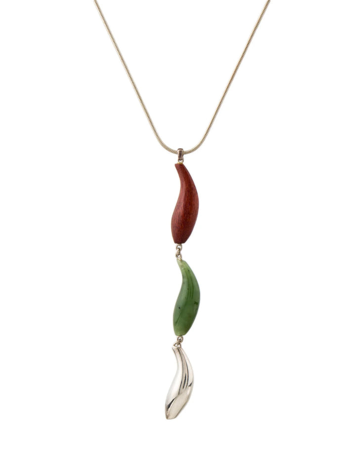 TIFFANY &amp; CO. FRANK GEHRY WOOD &amp; JADE FISH PENDANT NECKLACE