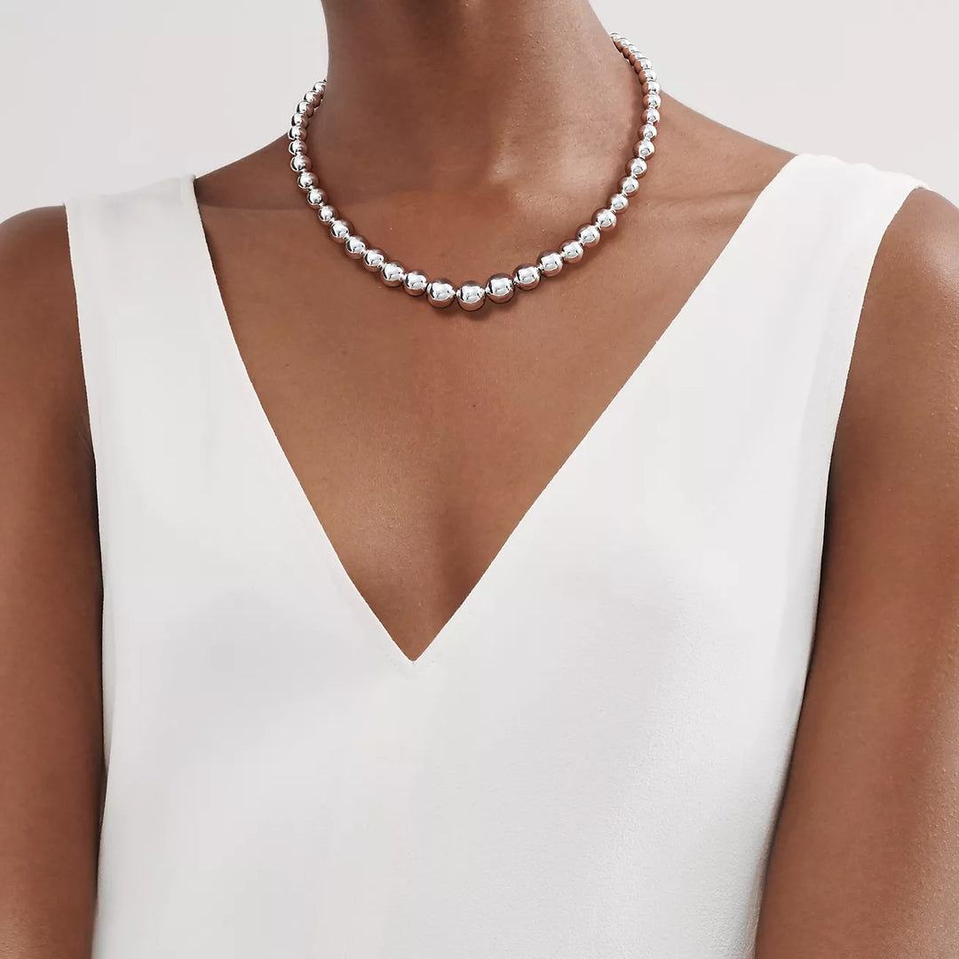 TIFFANY &amp; CO. STERLING SILVER HARDWARE GRADUATED BALL NECKLACE