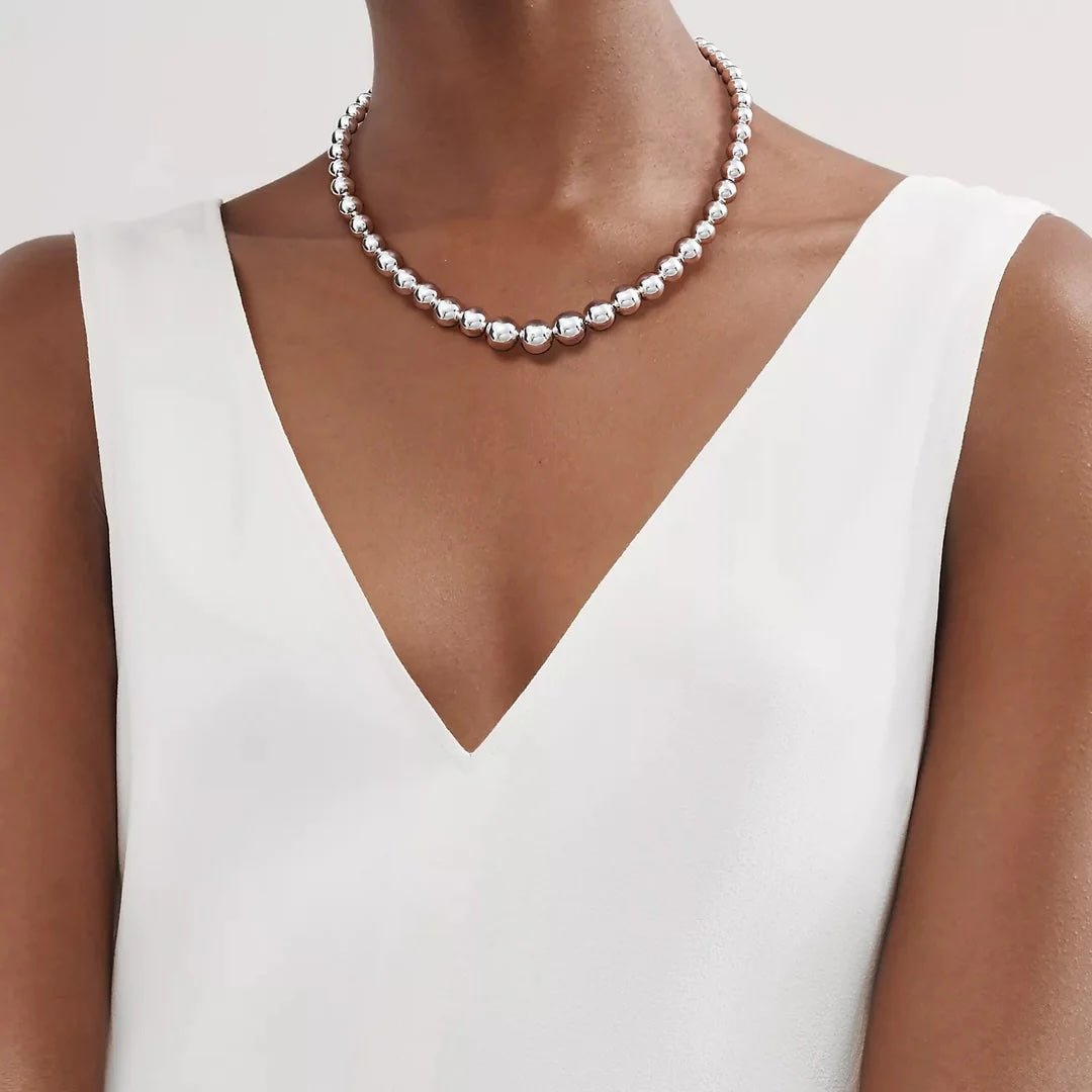 TIFFANY &amp; CO. STERLING SILVER HARDWARE GRADUATED BALL NECKLACE