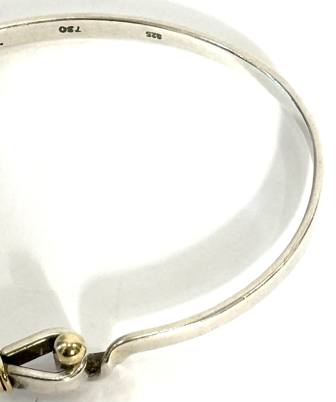 TIFFANY &amp; CO. STERLING SILVER 18K GOLD HOOK &amp; EYE BANGLE BRACELET