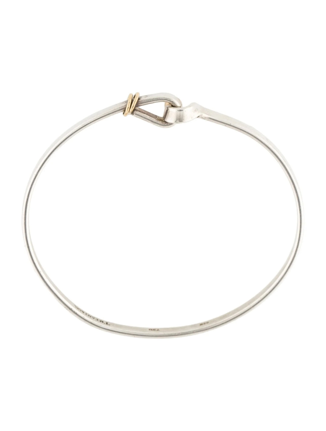 TIFFANY &amp; CO. STERLING SILVER 18K GOLD HOOK &amp; EYE BANGLE BRACELET