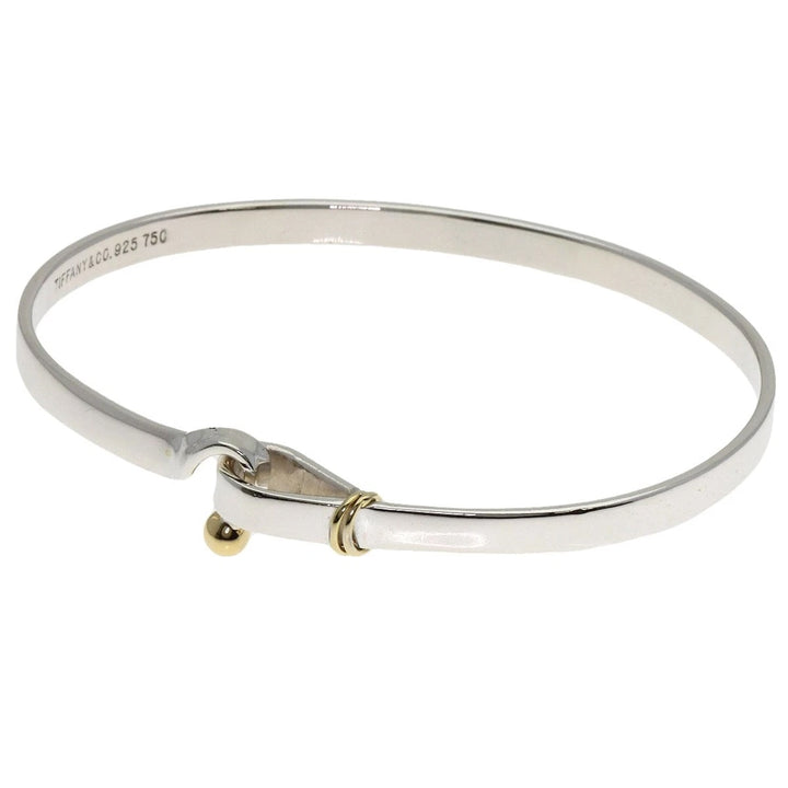 TIFFANY &amp; CO. STERLING SILVER 18K GOLD HOOK &amp; EYE BANGLE BRACELET