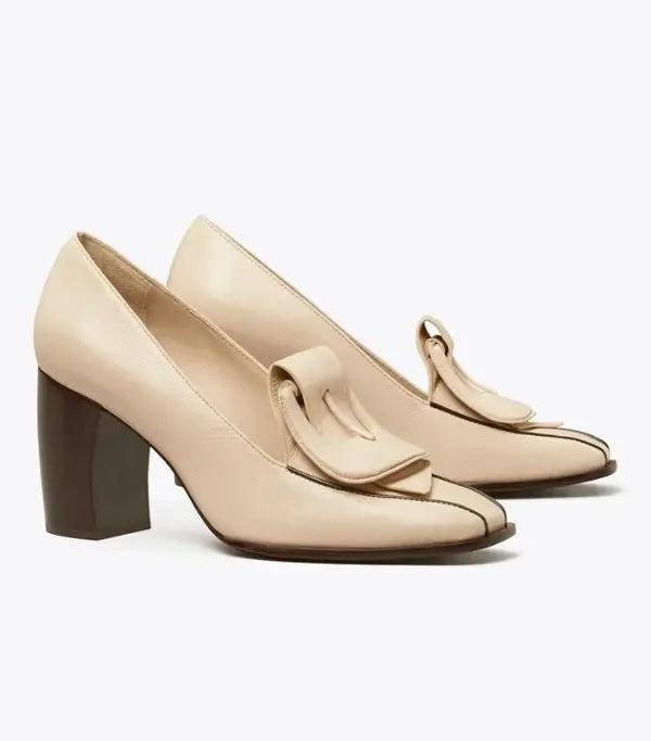 TORY BURCH BANANA HEEL LEATHER LOAFERS