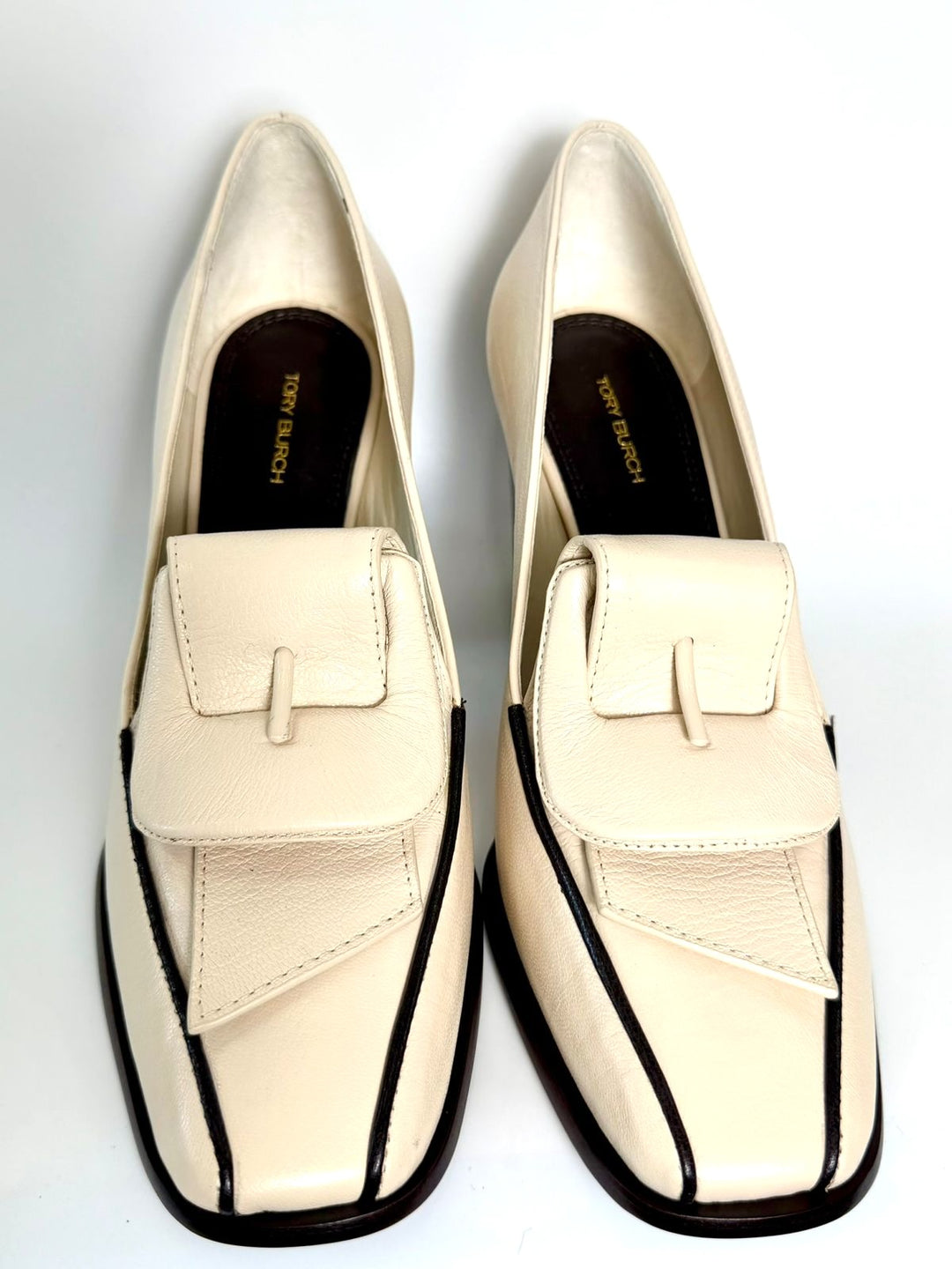 TORY BURCH BANANA HEEL LEATHER LOAFERS