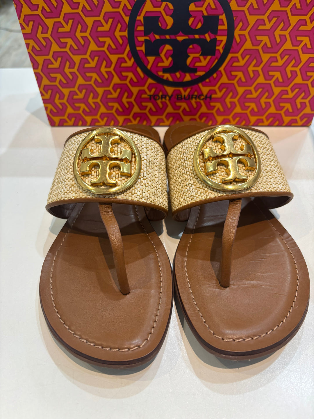 TORY BURCH BENTON BAND WOVEN &amp; NAPA LEATHER MULES