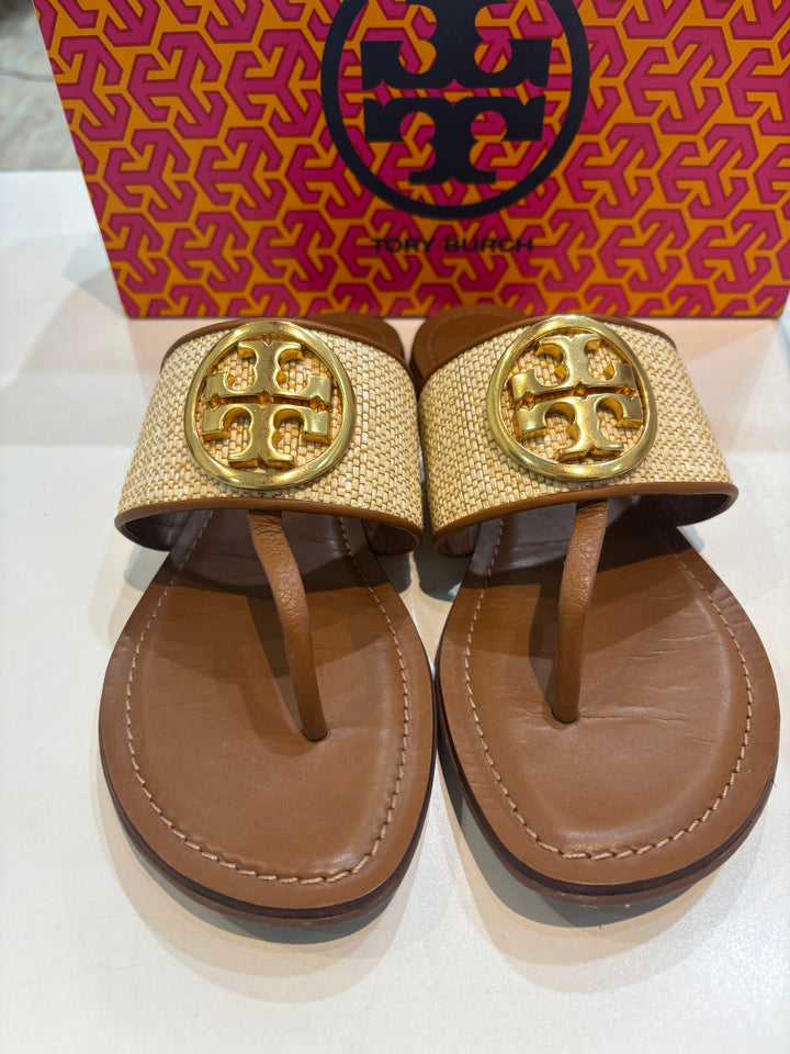 TORY BURCH BENTON BAND WOVEN &amp; NAPA LEATHER MULES