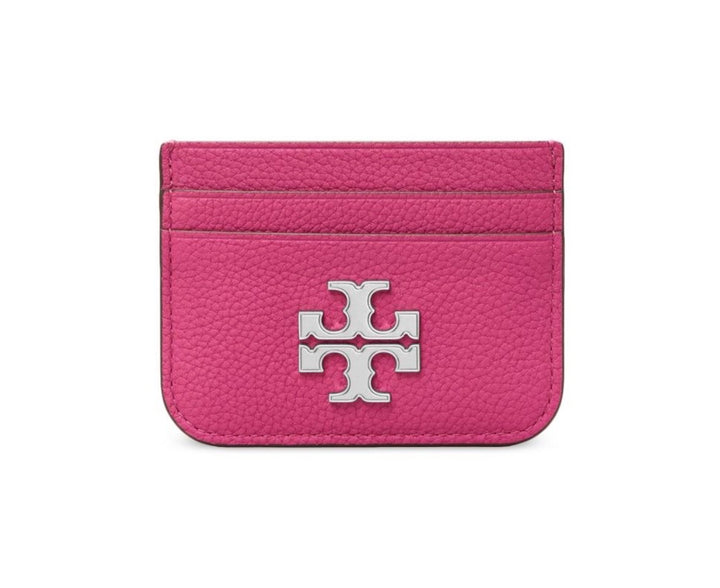 TORY BURCH ELEANOR GRAINED CALFSKIN LEATHER LOGO CARD CASE