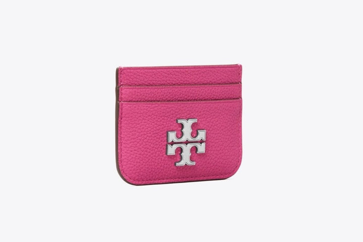 TORY BURCH ELEANOR GRAINED CALFSKIN LEATHER LOGO CARD CASE