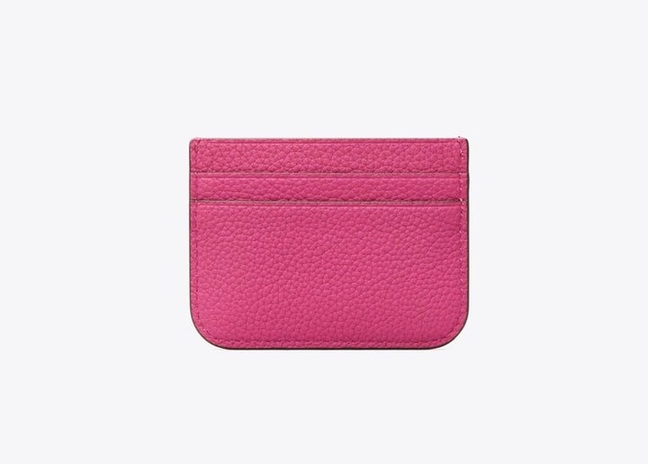 TORY BURCH ELEANOR GRAINED CALFSKIN LEATHER LOGO CARD CASE