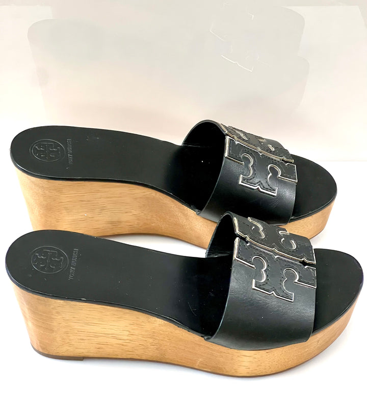 TORY BURCH INES LEATHER WEDGE SLIDE SANDALS