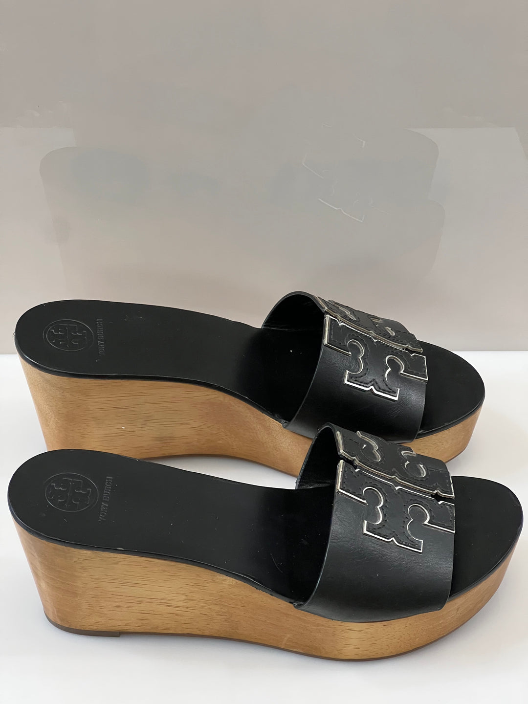 TORY BURCH INES LEATHER WEDGE SLIDE SANDALS
