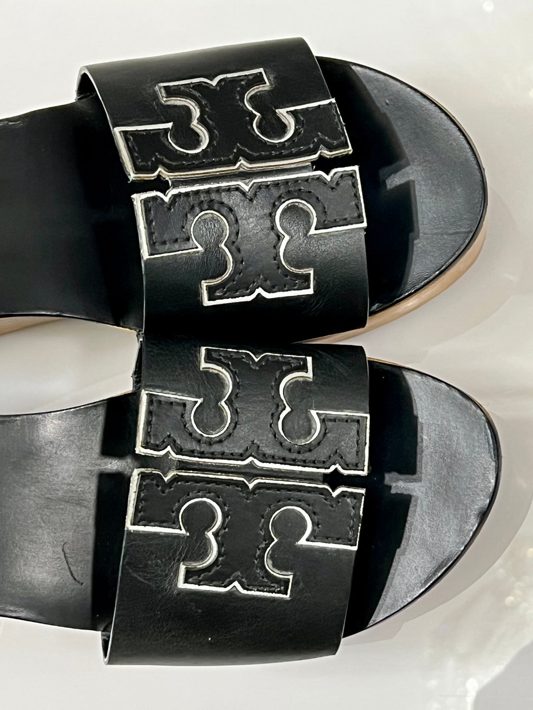 TORY BURCH INES LEATHER WEDGE SLIDE SANDALS