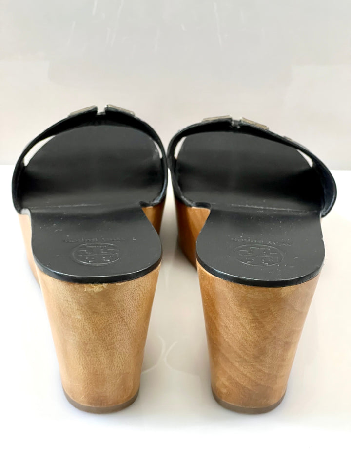 TORY BURCH INES LEATHER WEDGE SLIDE SANDALS