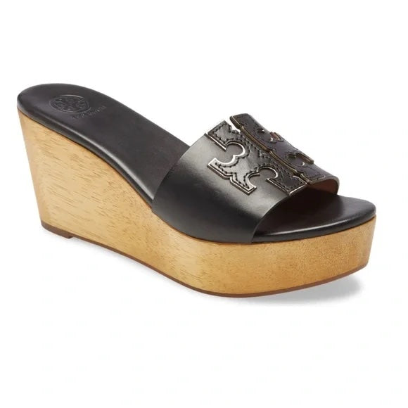 TORY BURCH INES LEATHER WEDGE SLIDE SANDALS