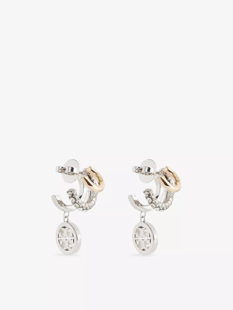 TORY BURCH ICON PAVÉ TRIPLE HOOP EARRINGS