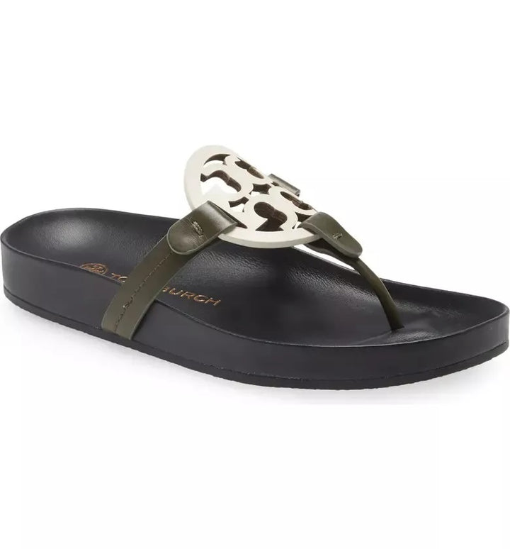 TORY BURCH MILLER CLOUD LEATHER SLIDE SANDALS