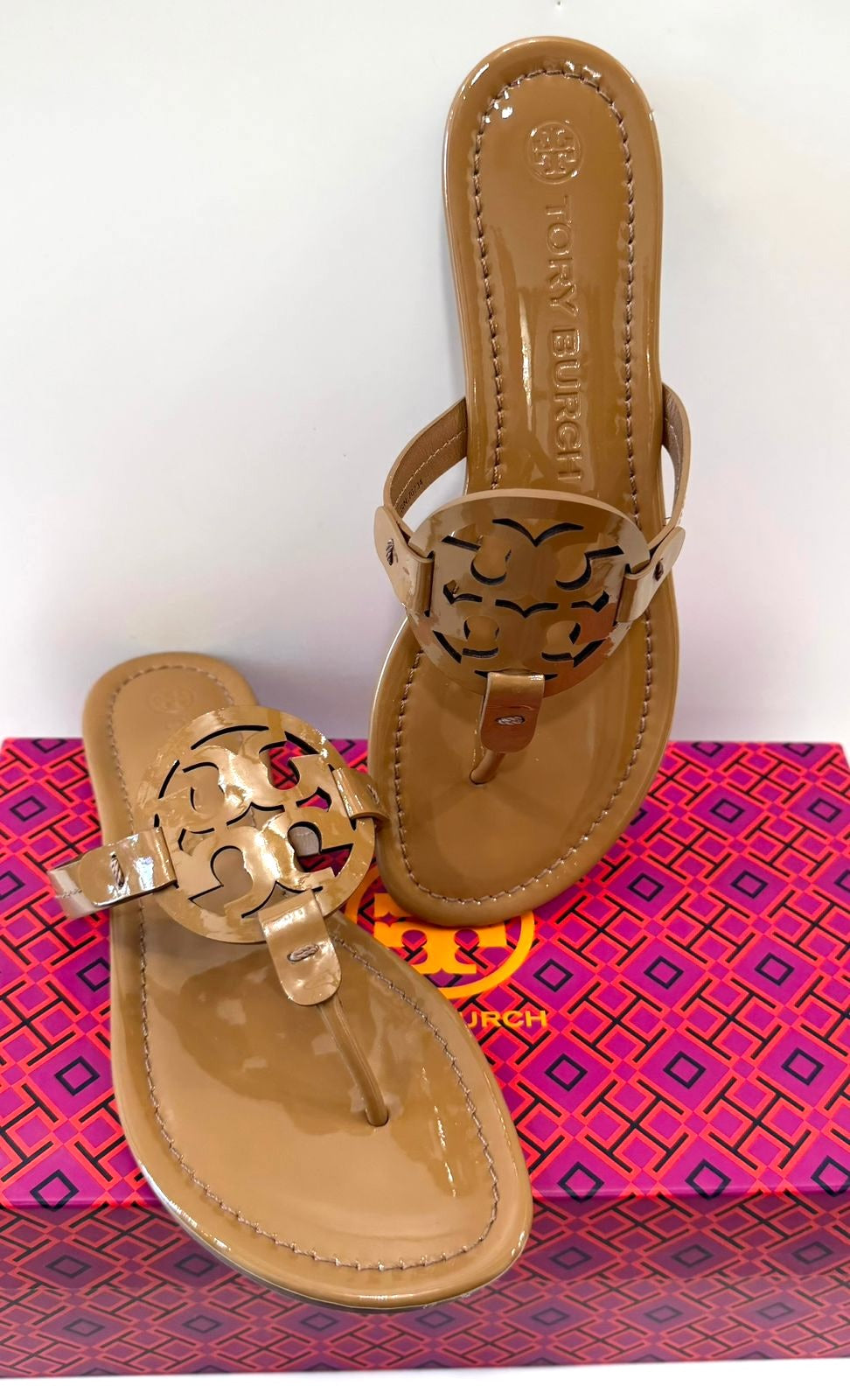 TORY BURCH SHINY PATENT MILLER MULES