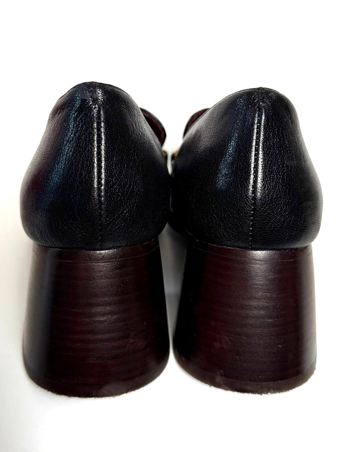 TORY BURCH PERRINE HEEL LEATHER LOAFERS