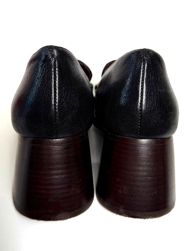 TORY BURCH PERRINE HEEL LEATHER LOAFERS