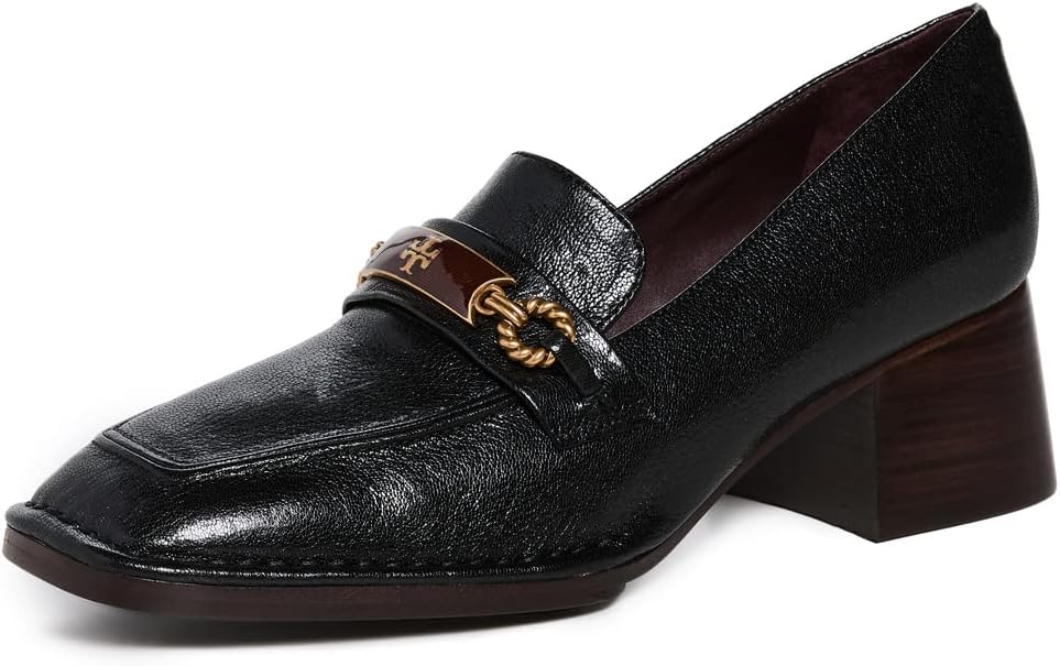 TORY BURCH PERRINE HEEL LEATHER LOAFERS
