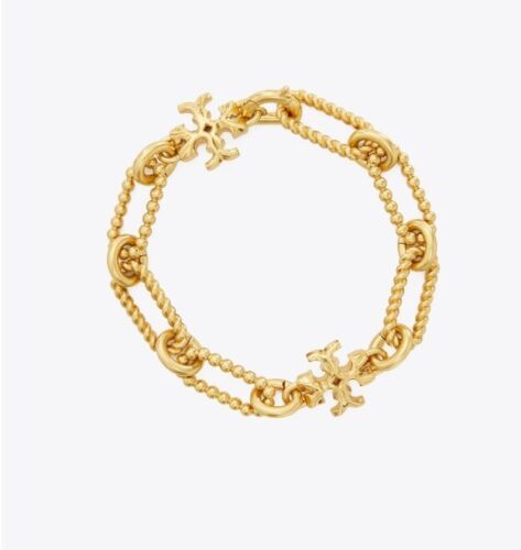 TORY BURCH ROXANNE CHAIN ROPE 18K GOLD PLATED BRACELET