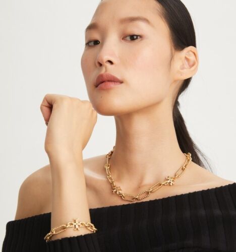 TORY BURCH ROXANNE CHAIN ROPE 18K GOLD PLATED BRACELET