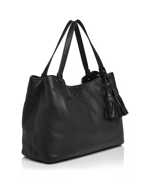 TORY BURCH THEA CENTER ZIP CALFSKIN LEATHER TOTE BAG