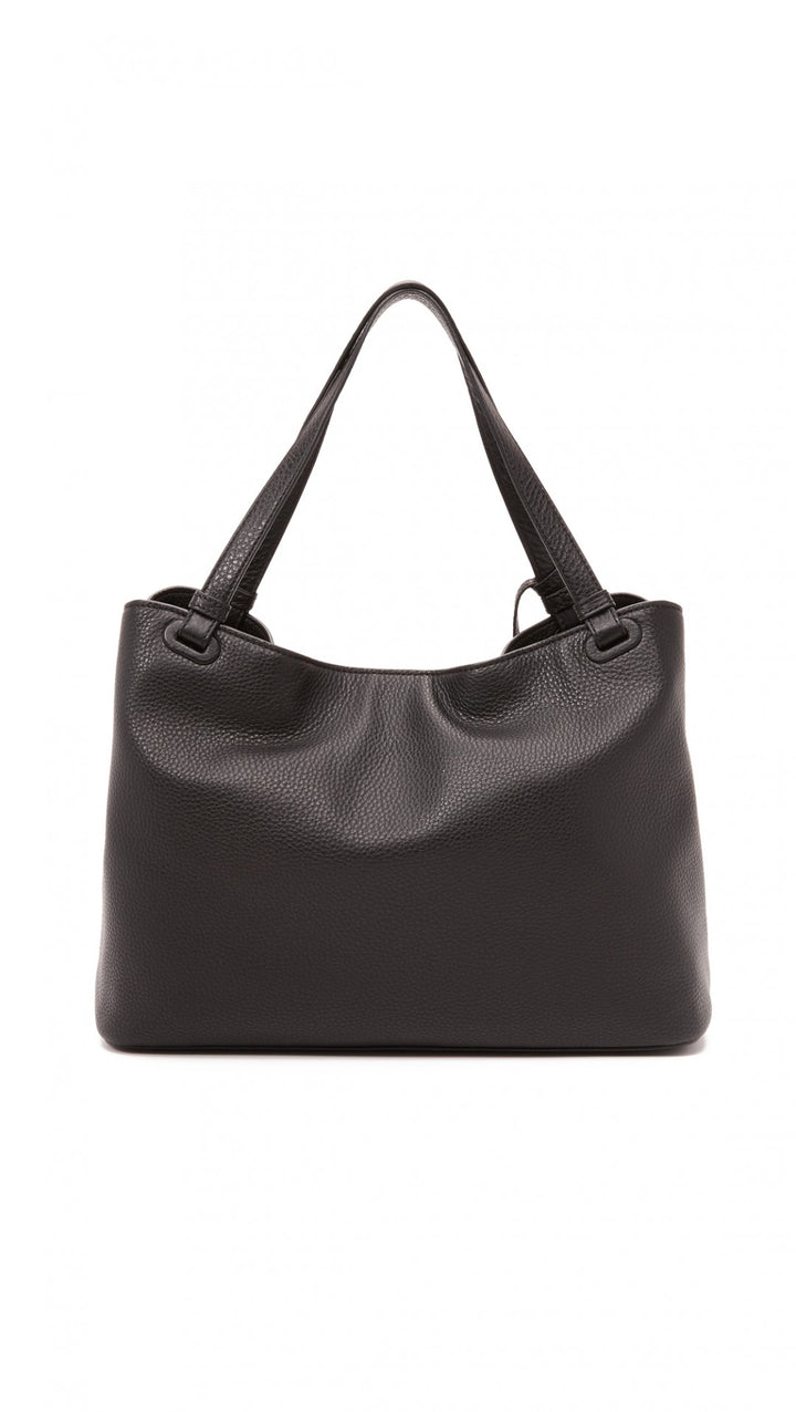 TORY BURCH THEA CENTER ZIP CALFSKIN LEATHER TOTE BAG